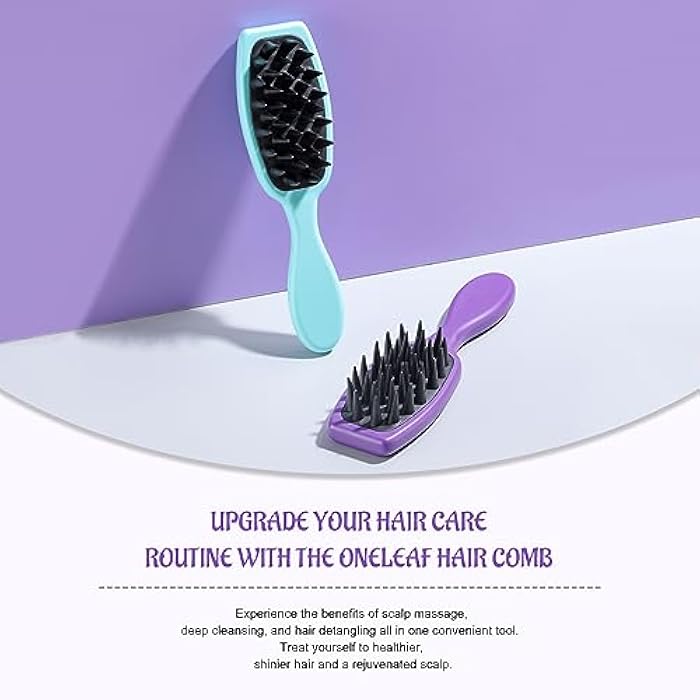 Oneleaf Hair Comb - Home Use Long Handle Shampoo Brush for Scalp Massage and Deep Cleansing(Blue & Purple) - Image 5